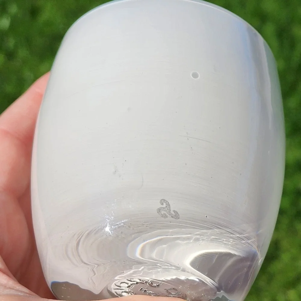 Glassybaby Hoda White Hand Blown Glass Votive Candle Holder Etched Boeing Logo